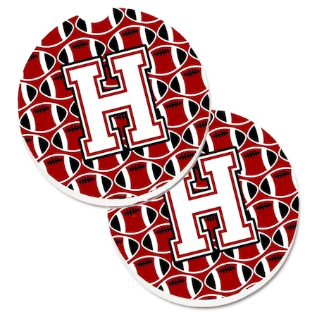 Carolines Treasures Letter H Football Cardinal and White Cup Holder Car Coaster, PK2 CJ1082-HCARC